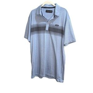 Dixxon Flannel Company Polo Shirt Mens Large Blue Stripe Logo Short Sleeve